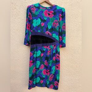 Vintage 1990’s bright floral dress long sleeve